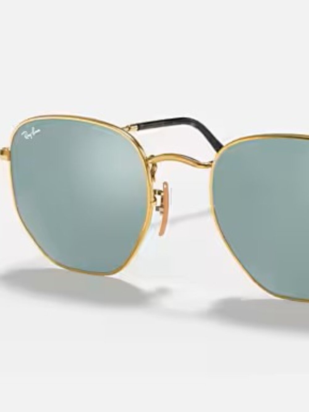Ray Ban HEXAGONAL FLAT LENSES, gold frame, silver flash lens